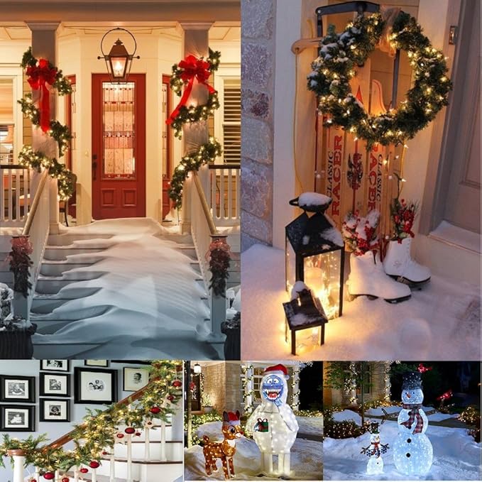 Battery Operated String Lights Christmas Lights 16ft 50 LED String Lights Decorative White Wire for Indoor Outdoor Wedding Party Home Garden Waterproof Warm White