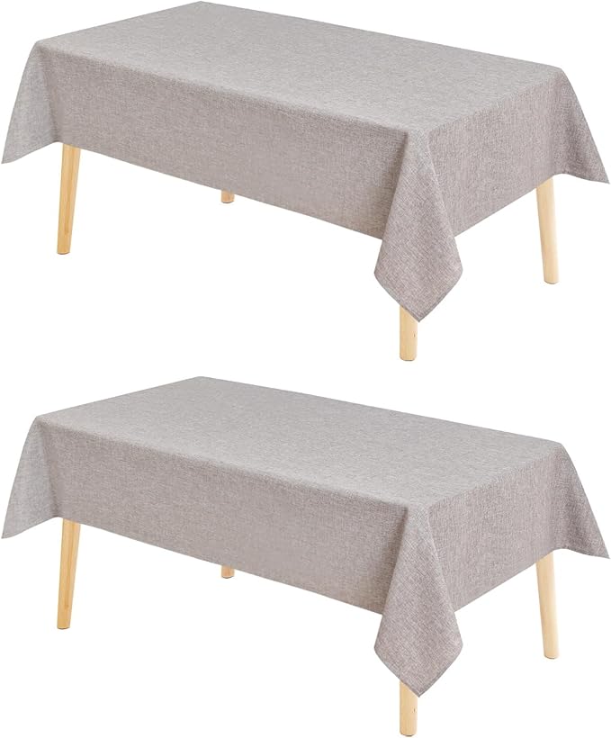 Tablecloths, Stone Rectangular, 2 Pack, 90 x 156 Inch Polyester Blend