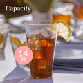 Disposable Plastic Cups, 14 Oz Clear Hard Plastic, 100 Count