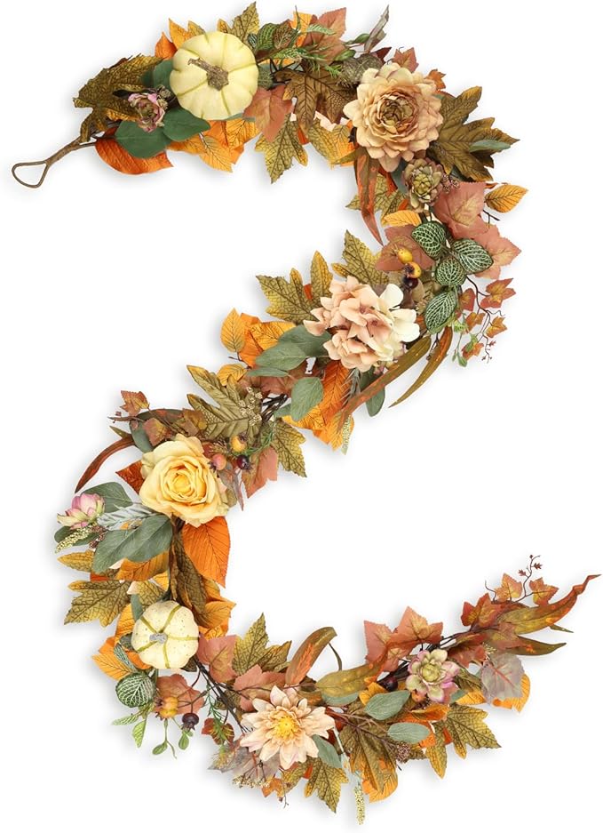 Garland 72 Inch Plastic with Pumpkins and Maple Leaves