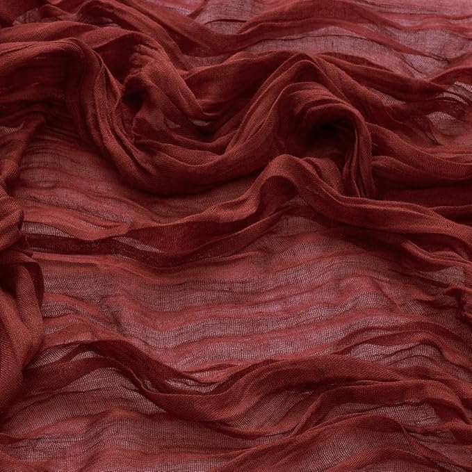 MLMW Christmas Table Runner Cheesecloth Burgundy Boho Cheese Cloth 160 inch Gauze Rustic Sheer Table Runner 13.3ft for Party Wedding Baby Bridal Shower Birthday