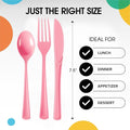 Pink Plastic Cutlery Set, 300 Pieces with Forks, Spoons and Knives