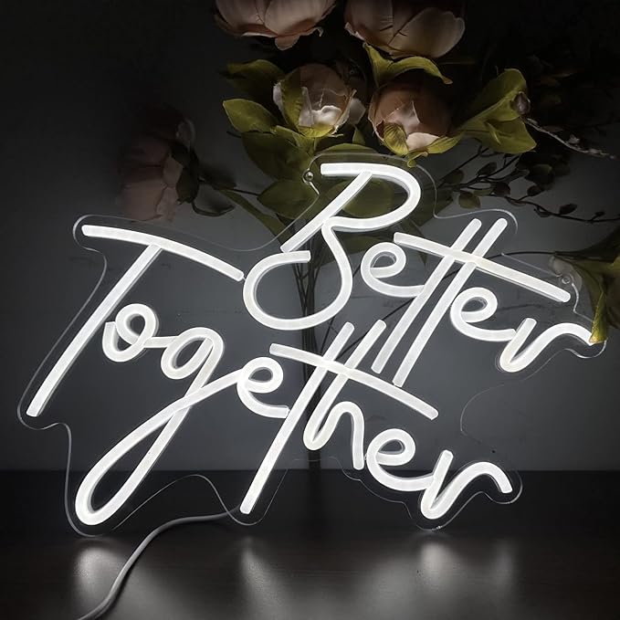 LED Neon Sign Wall Light, USB Powered, 17.7 x 9.8 Inch White Acrylic
