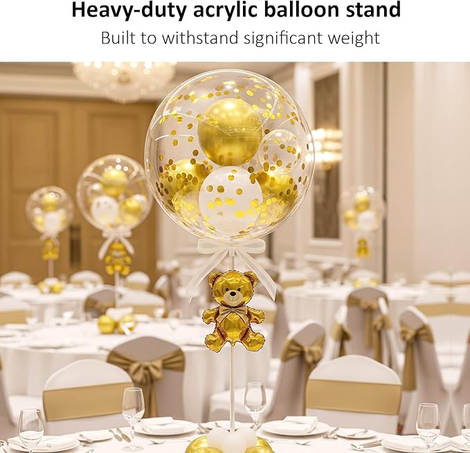 Centerpieces: Clear Acrylic Balloon Stands, 6 Pack 16 Inch, Reusable