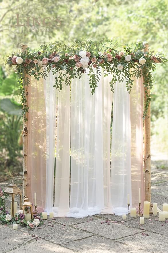 Artificial Flowers Garland 78 Inch Dusty Rose and Mauve Silk Arch Swag