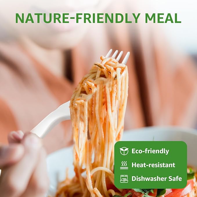 Compostable Disposable Utensils, 180 Count, Ivory White