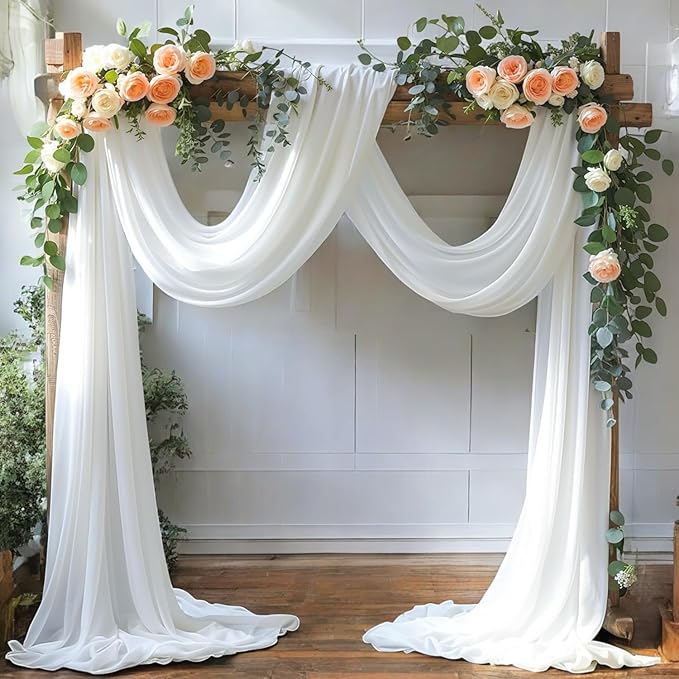 MDS Halloween Chiffon Draping Fabric - 1 Panel, 30" Wide x 40ft Long - Sheer Spooky Arbor & Canopy Drapery for Haunted House Backdrops, Party Ceilings, DIY Costumes & Themed Events - White