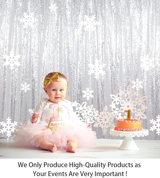 Sequin Backdrop Curtain - Silver, 10 ft x 10 ft, Rod Pocket Design