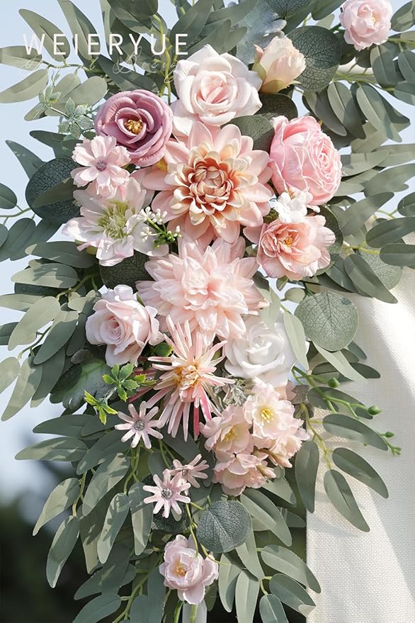 Artificial Flower Swags Kit, Pink Silk, 2 Pack for Wedding Arch