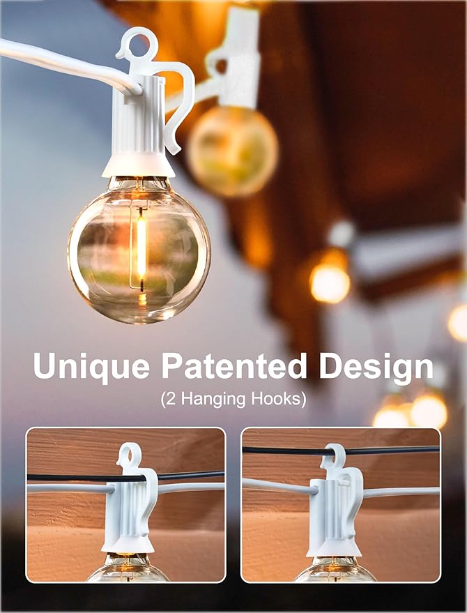 String Lights 69 Ft Dimmable Outdoor LED, 30 G40 Bulbs