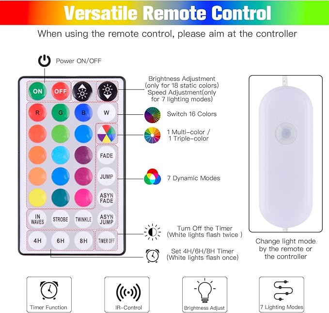 String Lights 164 ft, 500 LEDs, 16 Colors with Remote, Outdoor Use