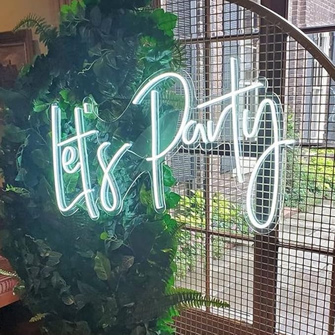 Lighted Neon Sign 18 x 8.3 Inch USB Powered Acrylic Wall Art in Lets Party Blue