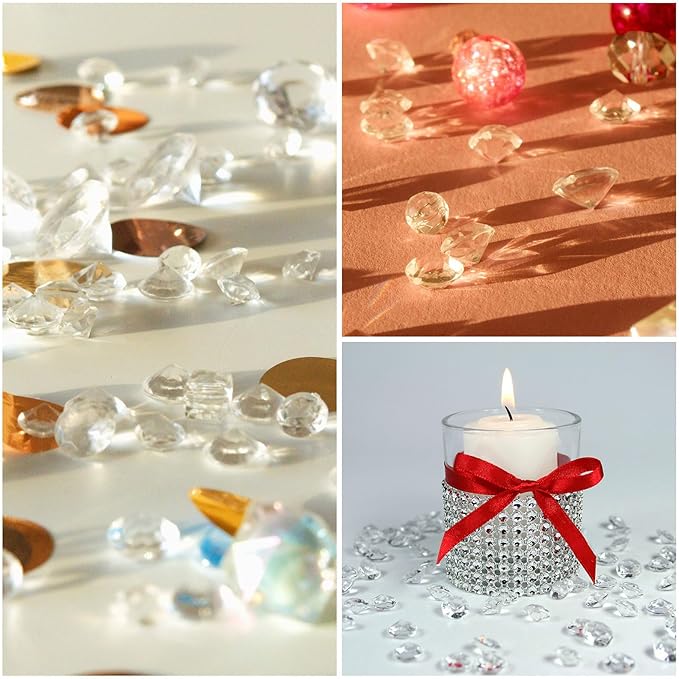 PATIKIL 14000Pcs Wedding Table Scatter Confetti Crystals 3mm Acrylic Diamonds Vase Fillers Gems for Table Centerpiece Decorations Bridal Shower Party, Silver AB