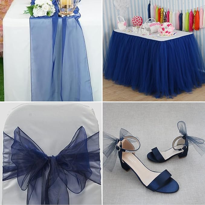 Navy Blue Tulle Fabric Rolls 6 Inch by 200 Yards (600 feet) Fabric Spool Tulle Ribbon for DIY Navy Blue Tutu Bow Baby Shower Birthday Party Wedding Decorations Craft Supplies