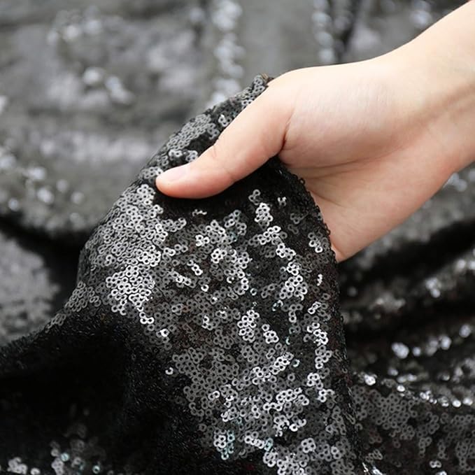 Poise3EHome 6FT x 8FT Black Sequin Photography Backdrop Curtain for Party Decoration