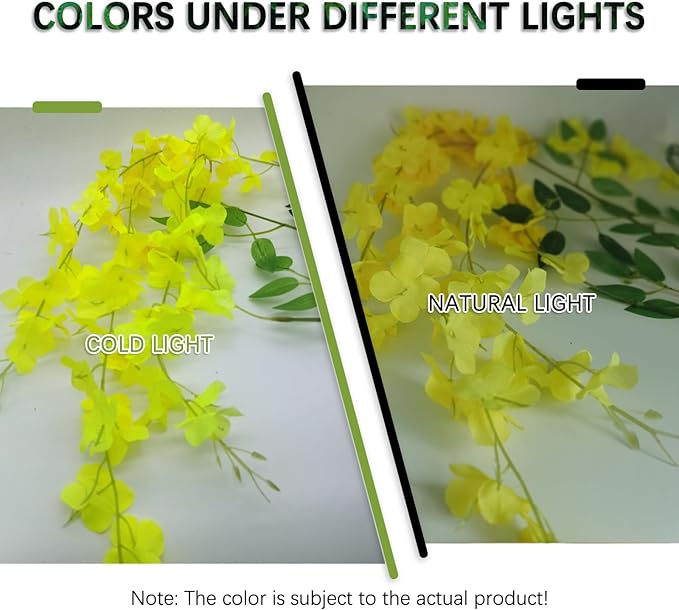 5 Pack Yellow Wisteria Hanging Flowers Garland, 3.77 Feet Artificial Flower Vines, Fake Wisteria, Artificial Vines Hanging Garland for Backdrop Outdoor Yard Garden Decor