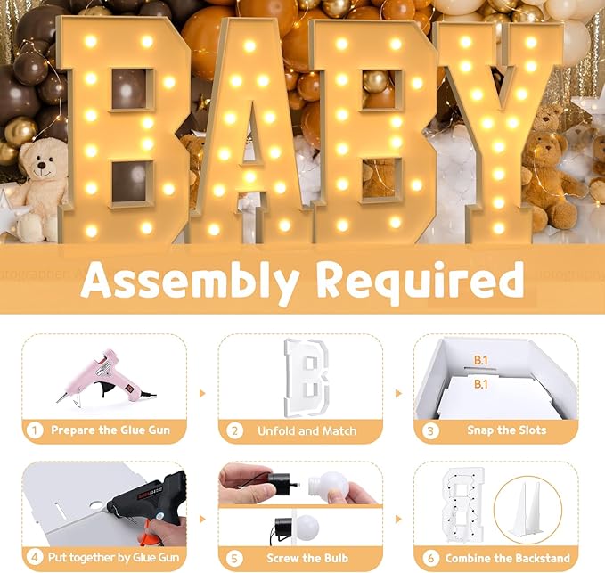 Party Supplies Light Up Marquee Letter B, 4 Ft Foam Board Birthday Sign