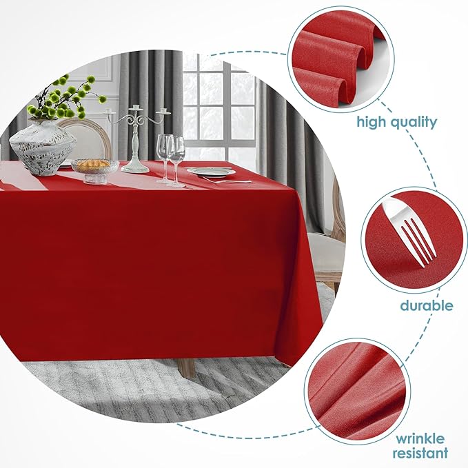 Tablecloths 6 Pack Red Rectangular 90 x 132 Inch Polyester
