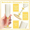 Champagne Glasses, 48 Pack Amber Detachable Plastic Flutes 5.5 Oz