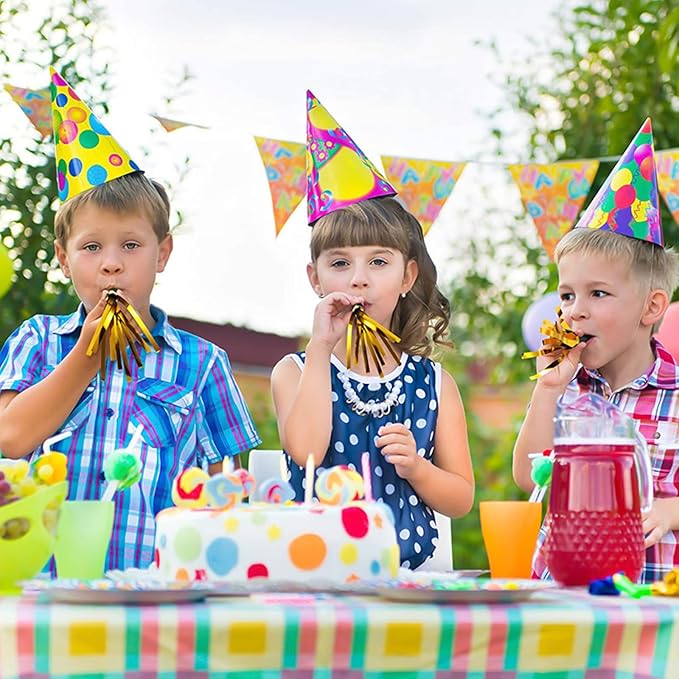 24 Pcs Glitter Noisemakers, Metal Tassel Music Birthday Blowers, Horn Whistles Party Favors Blow Out, Kids New Year's Eve Noisemakers (Color, Gold, Silver)