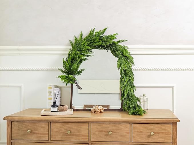 Garland 6 Ft Extra Full Dark Green Faux Cypress Pine for Christmas