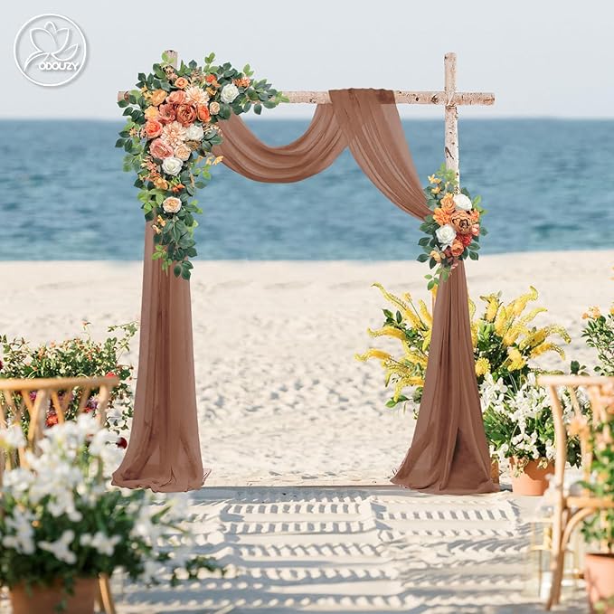 Artificial Flowers for Wedding Arch, Foam and Silk, With Sheer Drape