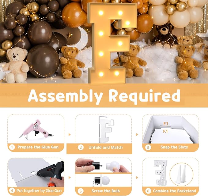 Party Supplies Light Up Marquee Letter F, 3 Ft Foam Board Sign