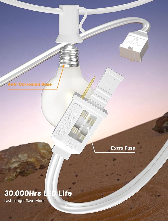 String Lights, 25 ft G40 LED Outdoor Patio Lights with 27 Frosted White Bulbs