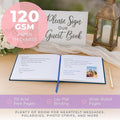 Guest Book with Vegan Leather Cover, 110 Lined Pages and Satin Ribbon