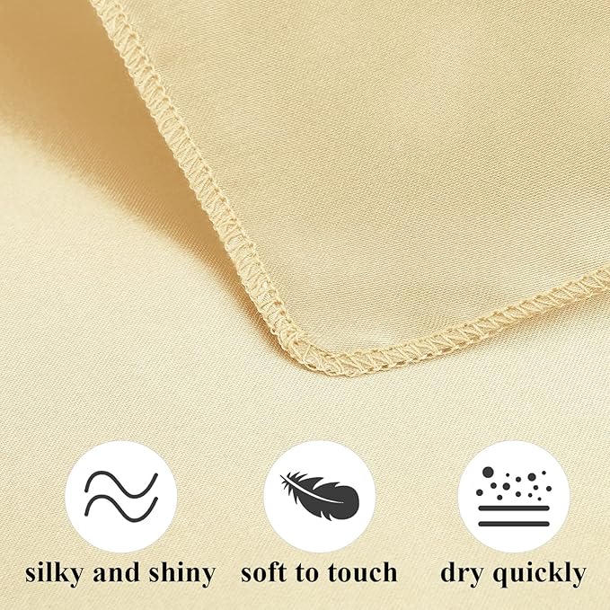 Aneco 12 Pieces Satin Napkin Square 20 x 20 Inches Dinner Napkins Weddings Party Napkin Soft Table Napkins for Romantic Weddings Party Dinner Decoration (Champagne)