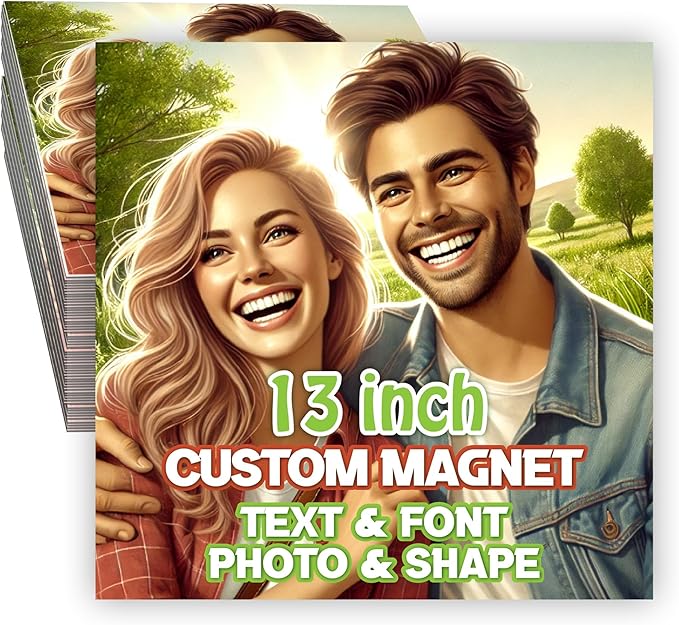 KETABAO – 13" Customize Your Custom Refrigerator and Car Square Magnets - Personalized Decorative Magnetic Frames