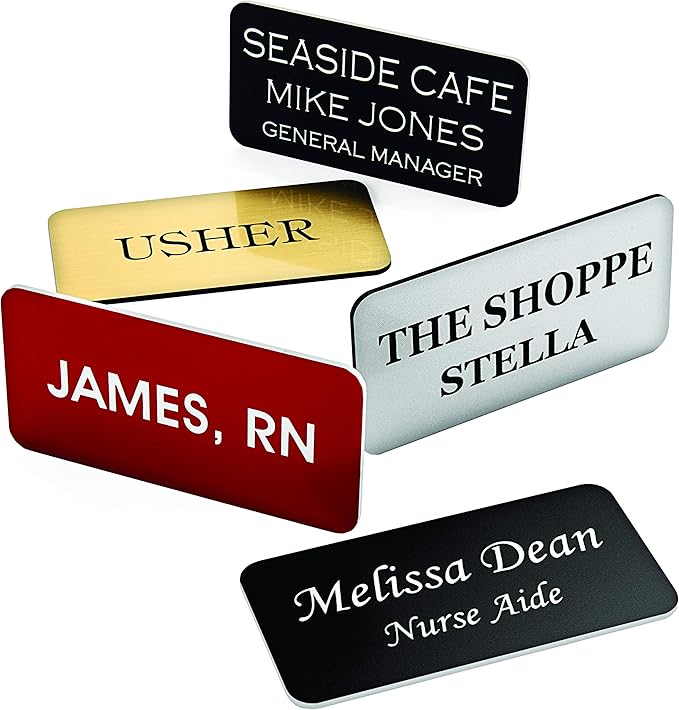 Custom Engraved Name Tag Badges – Personalized Identification with Pin or Magnetic Backing, 1.5 Inch x 3 Inches, Pink/White