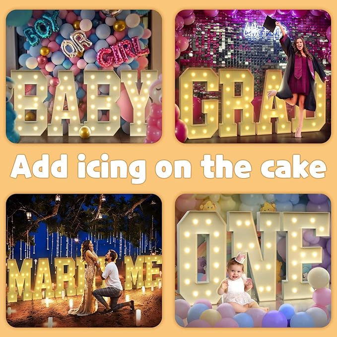 Event Party Supplies - 4 Ft Light Up Marquee Letters, Foam Board, Alphabet