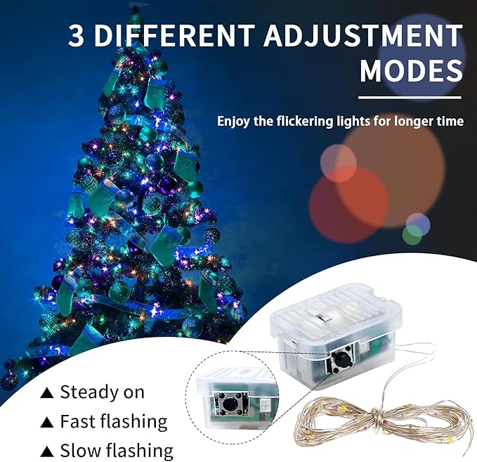 24 Pack Fairy Lights 7Ft 20 LED Twinkle String Lights 3 Modes Battery Operated Waterproof Firefly Starry for Mason Jar Party Wedding Christmas Valentines Day Table Centerpieces,Multicolor