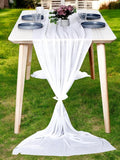 MDS 2 Pack 14ft Chiffon Table Runner 29 x 170 Inches Sheer Wedding Runner Romantic Rustic Table Runner for Wedding Decorations, Birthday Parties, Bridal Shower Party Arch Decor - White