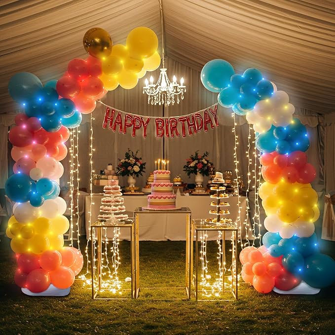 Balloon Arch Kit, Gold, 98-Inch Frame with 200+ LED Lighting Modes