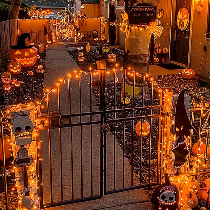 String Lights: 173 Ft Orange, 500 LEDs, 8 Modes and Timer