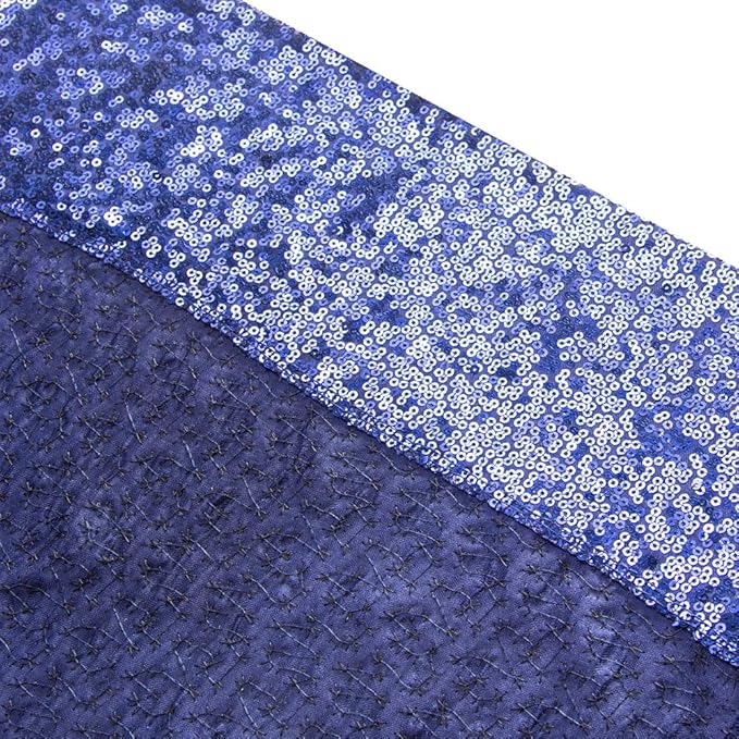 SquarePie Sequin Backdrop Curtain Not See Through Thick Glitter Background for Party 8FT x 10FT Navy Blue