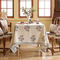 Tablecloth, 63 x 94 Inch Rectangle, Floral Linen-Polyester Blend