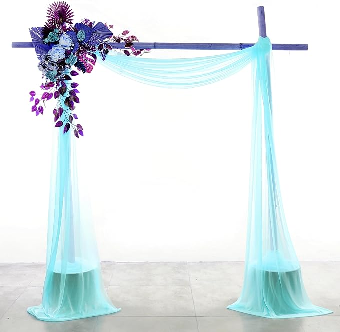 Backdrop Drape Fabric, Teal Sheer Chiffon, 30 in x 40 ft for Wedding Arch
