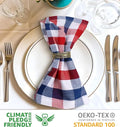 Cloth Napkins Checkered Red White Blue 100% Cotton 20x20 Inch