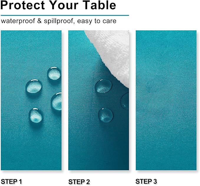 Hiasan Rectangle Tablecloth - Waterproof Wrinkle Resistant and Spillproof Washable Fabric Table Cloth for Dining Room Kitchen, Turquoise, 60 x 120 Inch