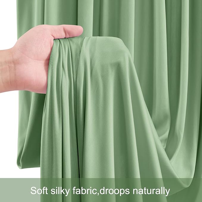 Backdrop Curtain Set, Sage Green, 10 Panels, Wrinkle-Free Fabric