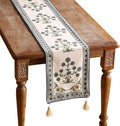 patdrea Designer Blue Rustic Elegant Floral Patterned Linen Table Runner 71 Inch Long,Wrinkle Resistant Table Mat,Decoration for Kitchen Dining and Coffee Tables Banquet Christmas , 12"x71"