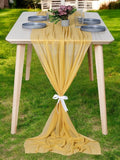 MDS 15 Pack 10ft Chiffon Table Runner 29 x 120 Inches Sheer Wedding Runner Romantic Rustic Table Runner for Wedding Decorations, Birthday Parties, Bridal Shower Party Arch Decor - Gold