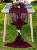 MDS 15 Pack 10ft Chiffon Table Runner 29 x 120 Inches Sheer Wedding Runner Romantic Rustic Table Runner for Wedding Decorations, Birthday Parties, Bridal Shower Party Arch Decor - Burgundy