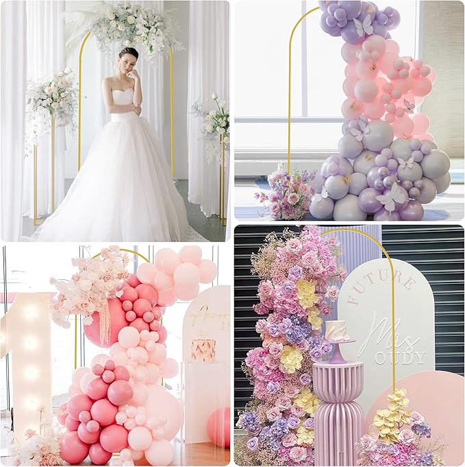 Metal Wedding Arch Backdrop Stand Decoration in Gold, 6 Ft