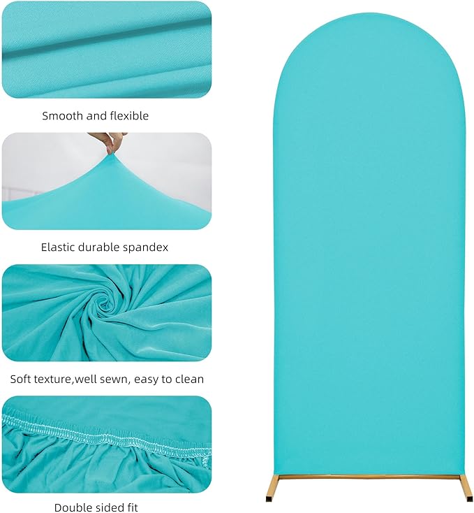 Wedding Arch Cover 6.6FT Arch Backdrop Cover Spandex Fitted Arch Cover for Round Top Chiara Backdrop Stand Covers for Wedding Birthday Party Baby Shower Banquet Ceremony Decoration