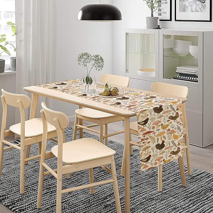 Mushroom Table Runner,Retro Natural Plant Famhouse Table Runner for Kitchen Dining Table Home Party Decoration 13x36 Inch