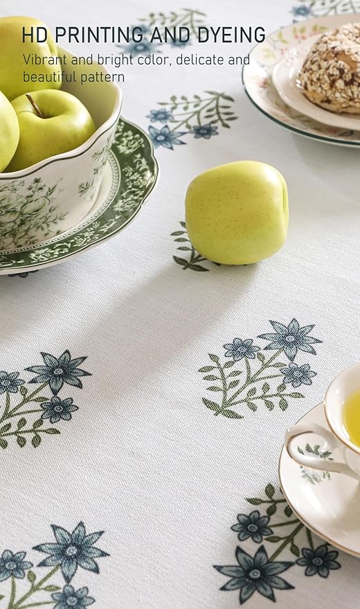Rectangle Tablecloth 55x79 Inch Linen-Blend Floral Print